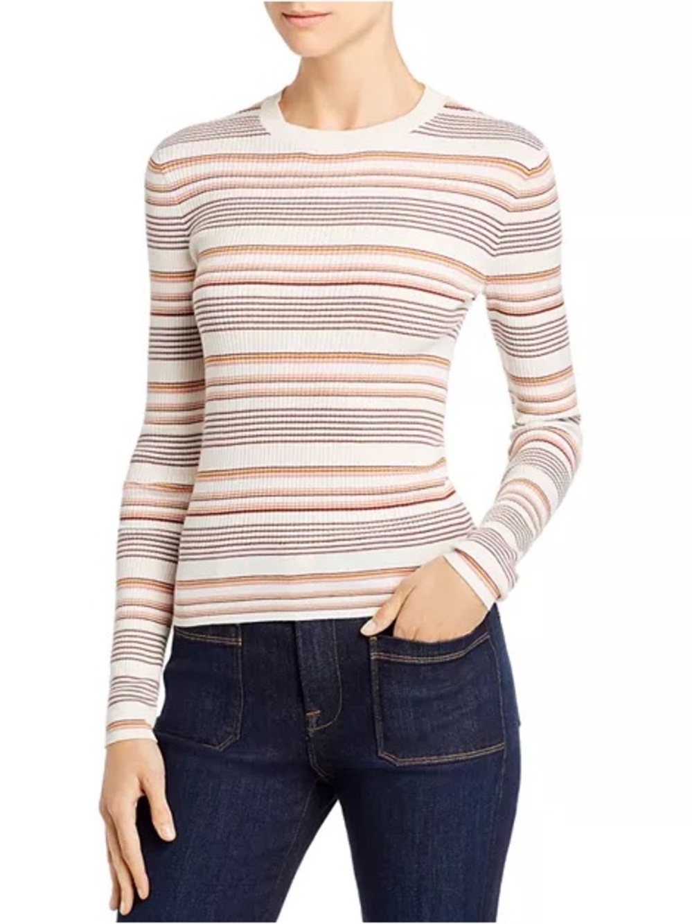 Frame Easy Striped Rib-Knit Sweater